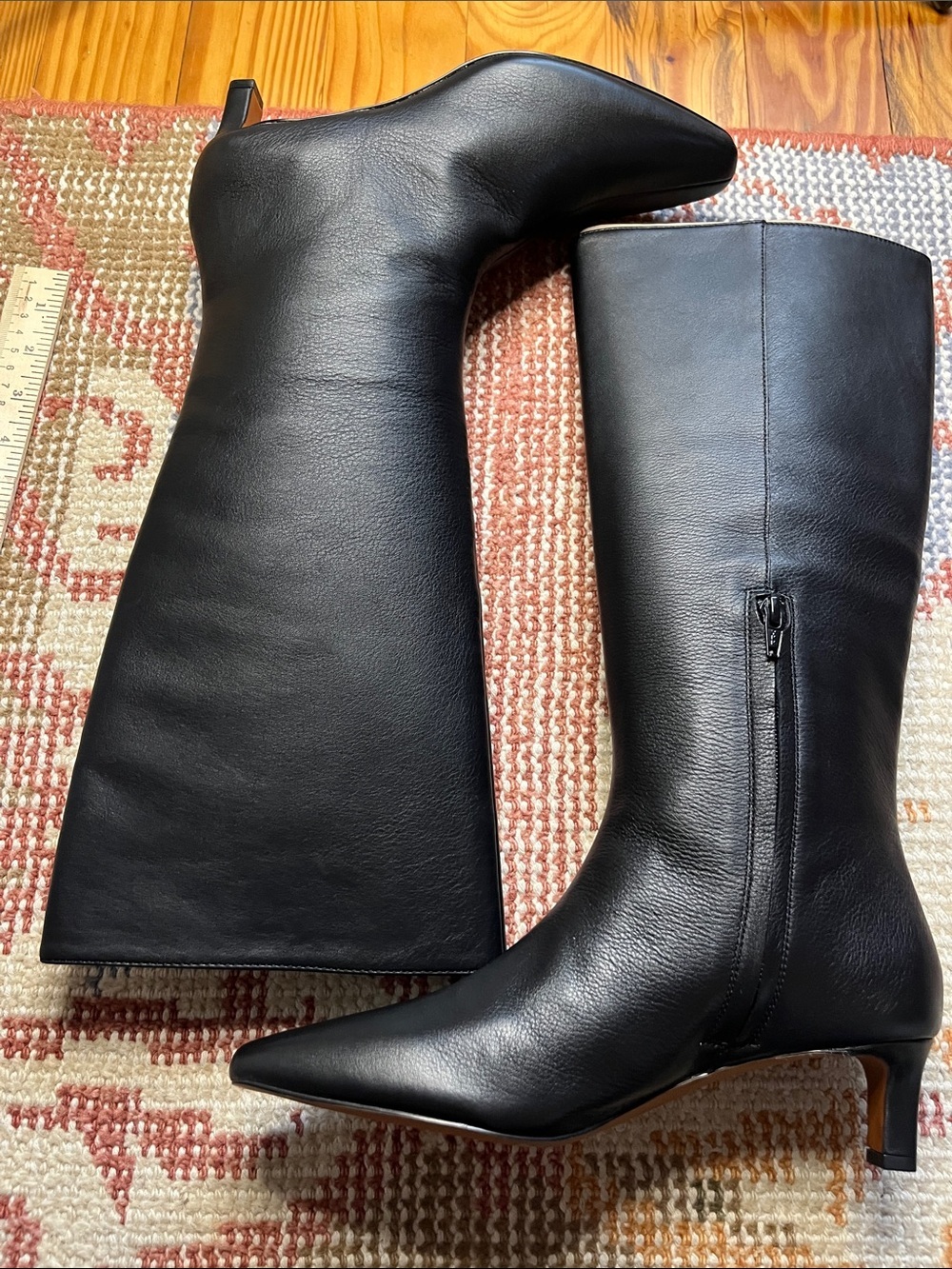 NWOT Madewell The Dimes Knee-High Boots Black Leather Size 8 - Picture 5 of 11